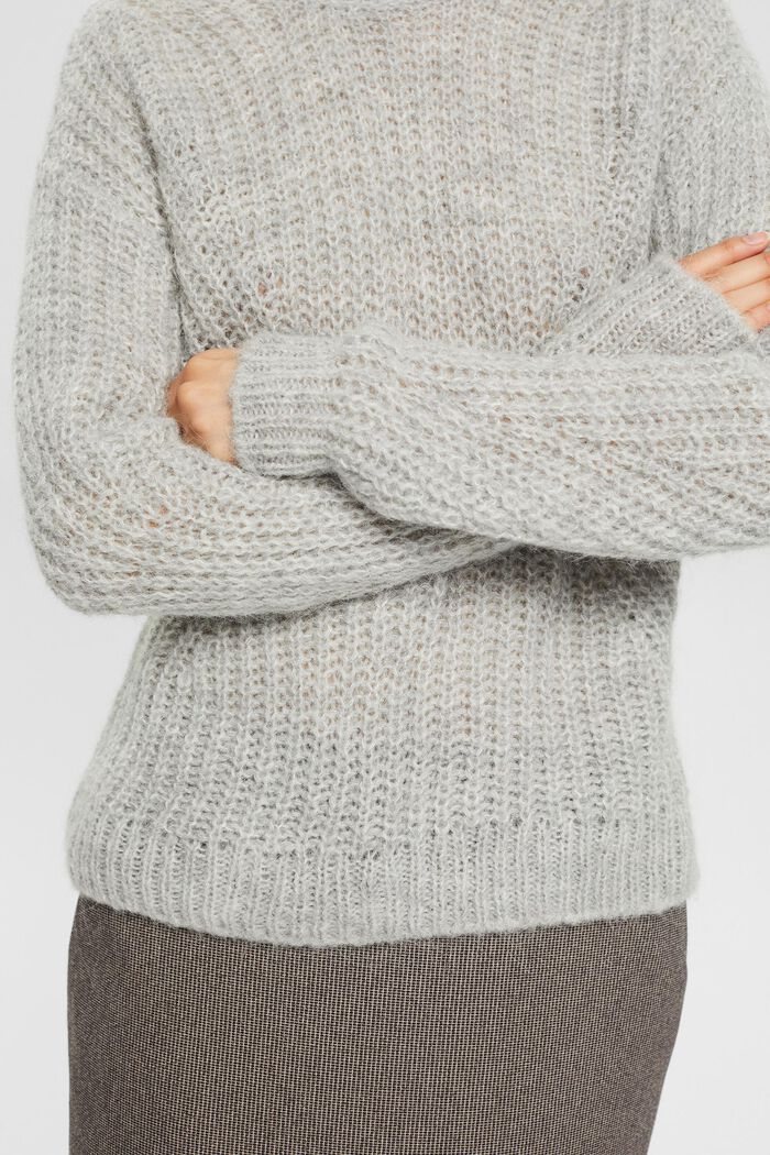Z alpaką: sweter z dzianiny, GREY, detail image number 2