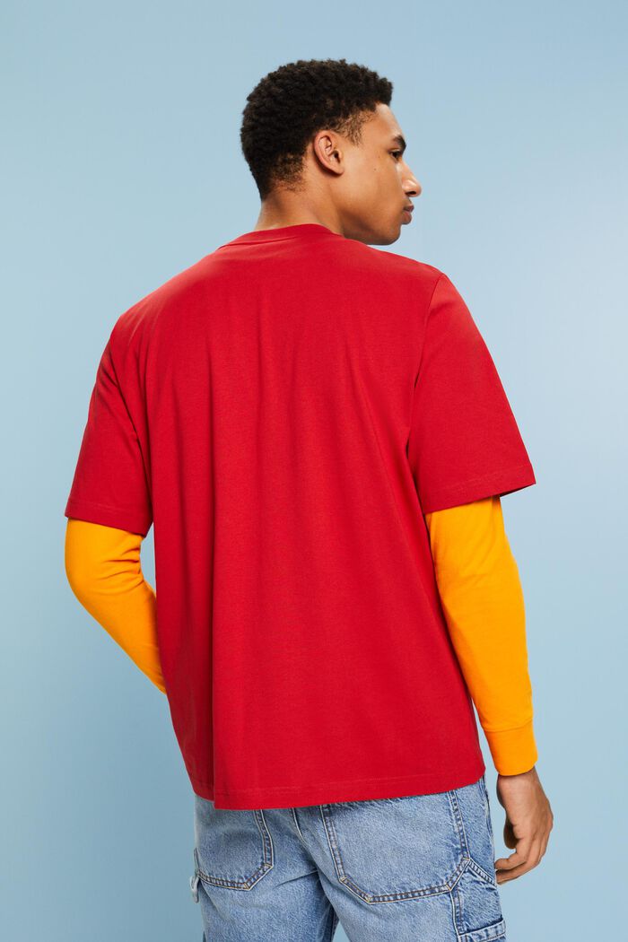 T-shirt z nadrukiem z bawełny pima, unisex, DARK RED, detail image number 2