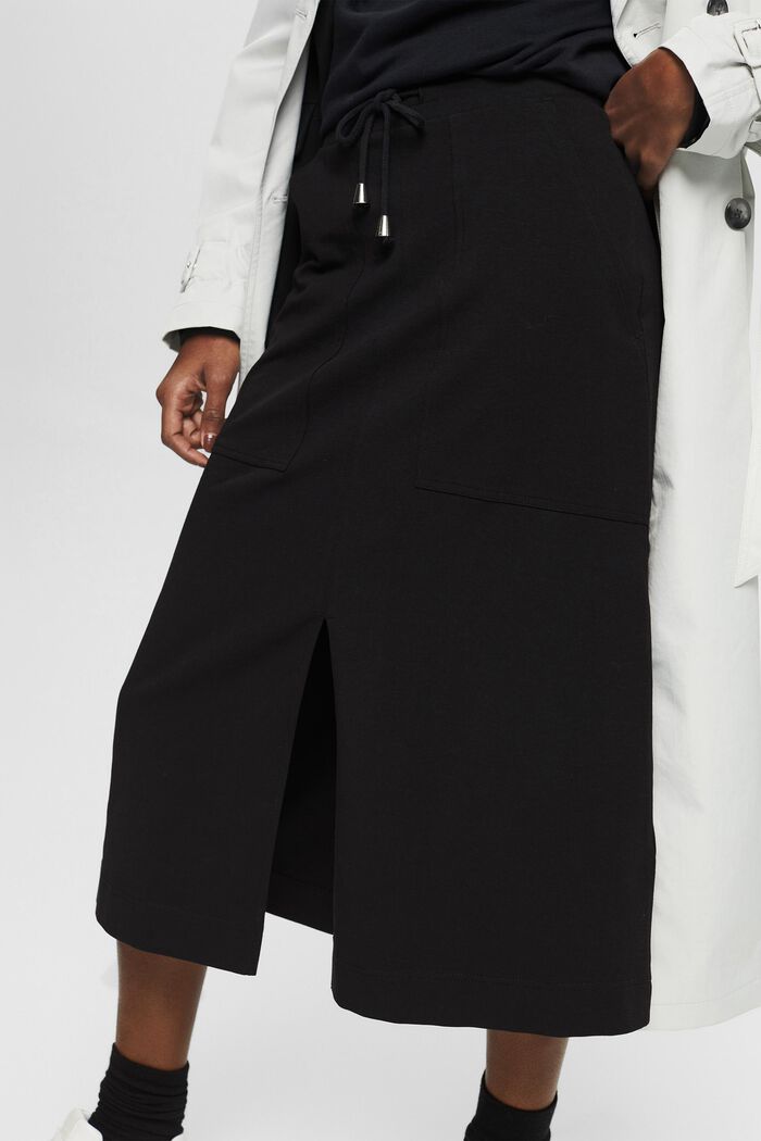 Dżersejowa spódnica z troczkiem, BLACK, detail image number 0