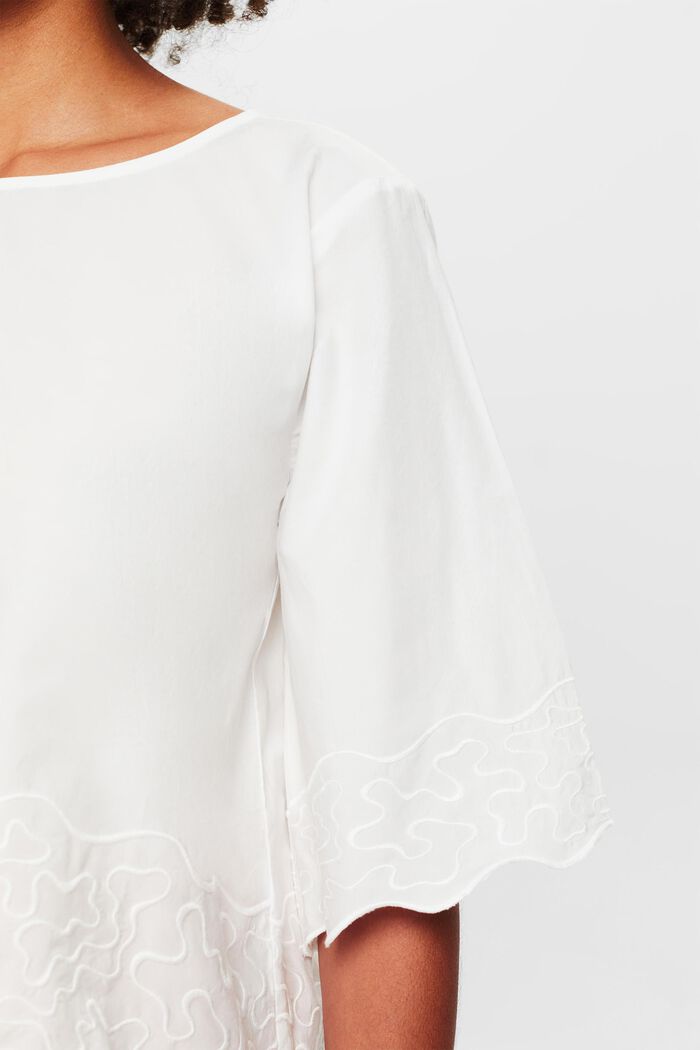 Haftowana bluzka z rozkloszowanymi rękawami, OFF WHITE, detail image number 3