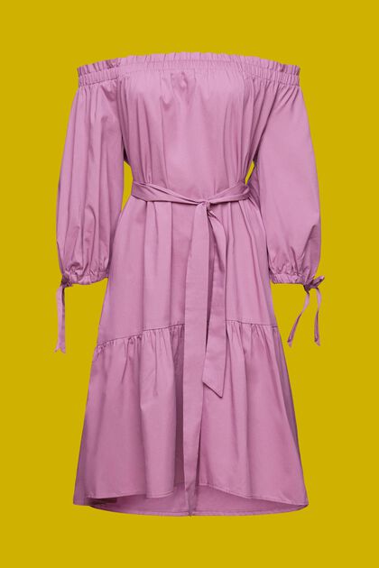 Popelinowa sukienka mini odsłaniająca ramiona