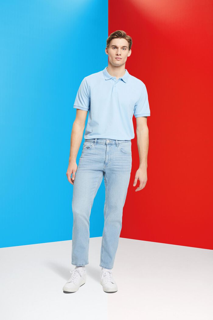 Koszulka polo z piki bawełnianej, slim fit, LIGHT BLUE, detail image number 4