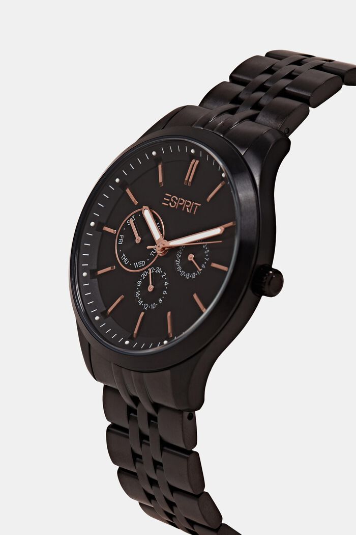 Zegarek ze stali szlachetnej z dzieloną bransoletką, BLACK, detail image number 1