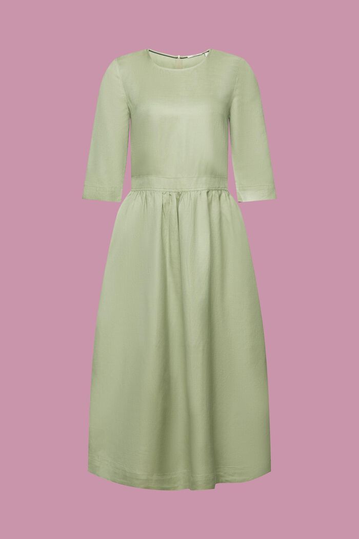 Sukienka midi z mieszanki z lnem i wiskozą, LIGHT KHAKI, detail image number 6