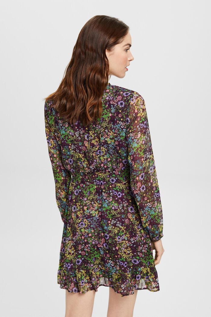 Sukienka mini z tkaniny z kwiatowym wzorem, DARK PURPLE, detail image number 3