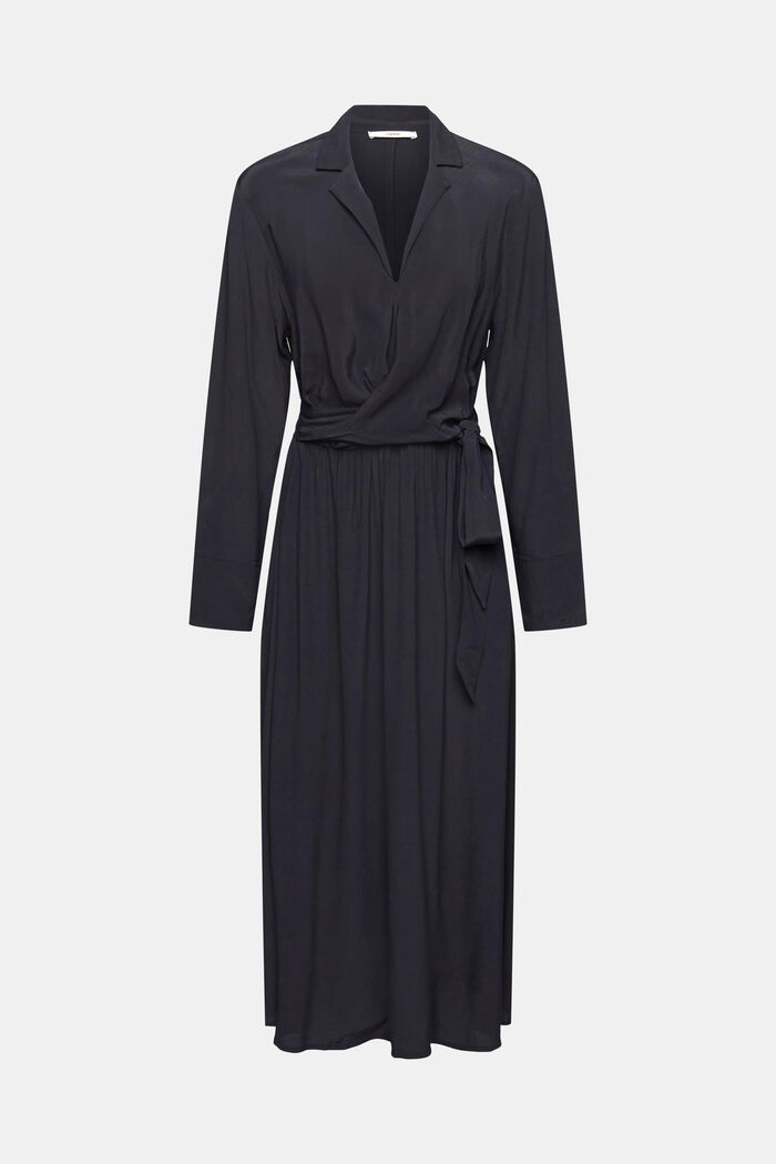 Sukienka midi z wiązaniem, BLACK, detail image number 6