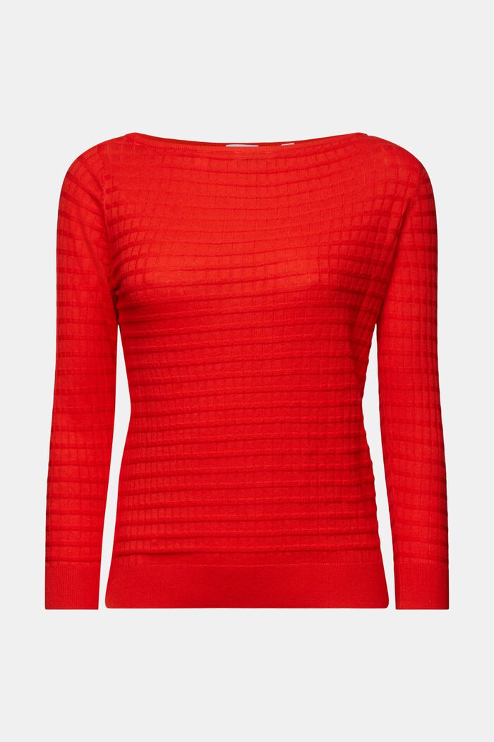 Sweter z fakturowanej dzianiny, RED, detail image number 6