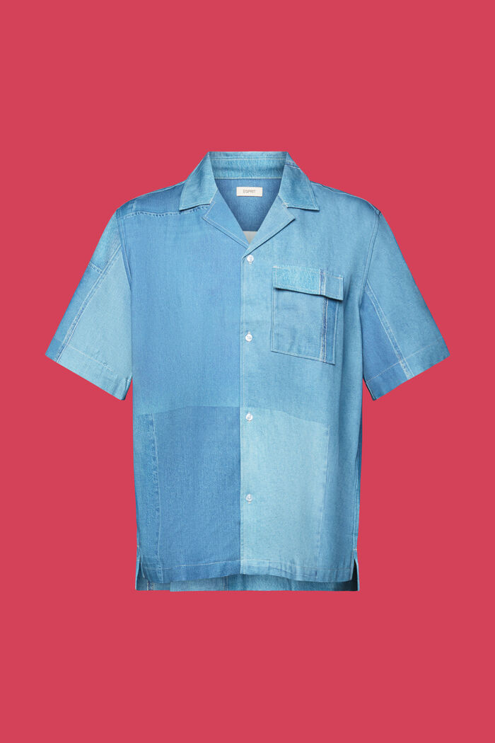 Koszulka z denimowym nadrukiem na całej powierzchni, BLUE MEDIUM WASHED, detail image number 7