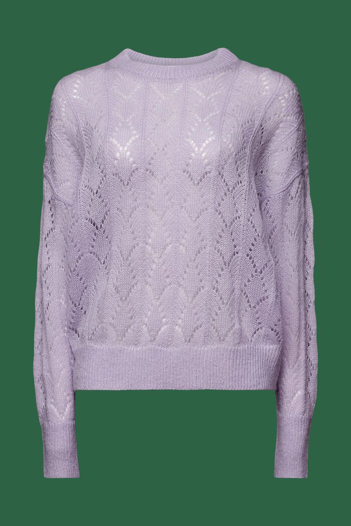Sweter o luźnym splocie z mieszanki z wełną, LAVENDER, detail image number 6