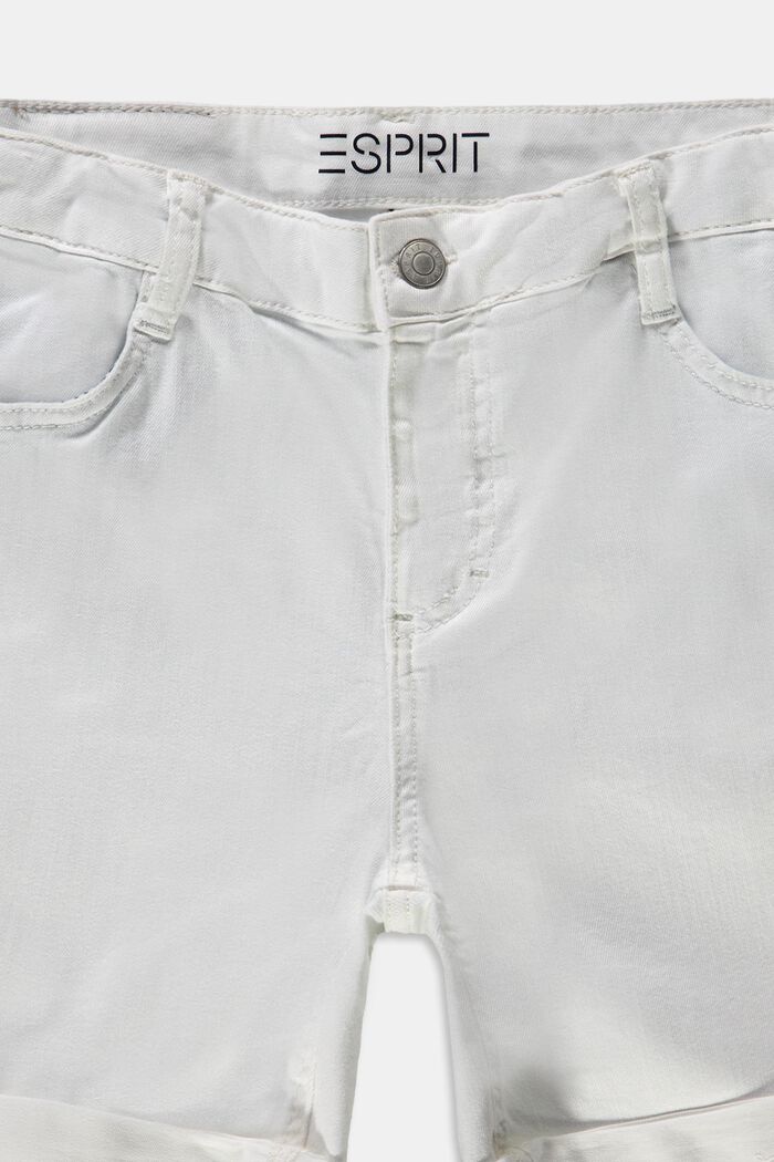 Z recyklingu: dżinsowe szorty z regulowanym pasem, WHITE, detail image number 2