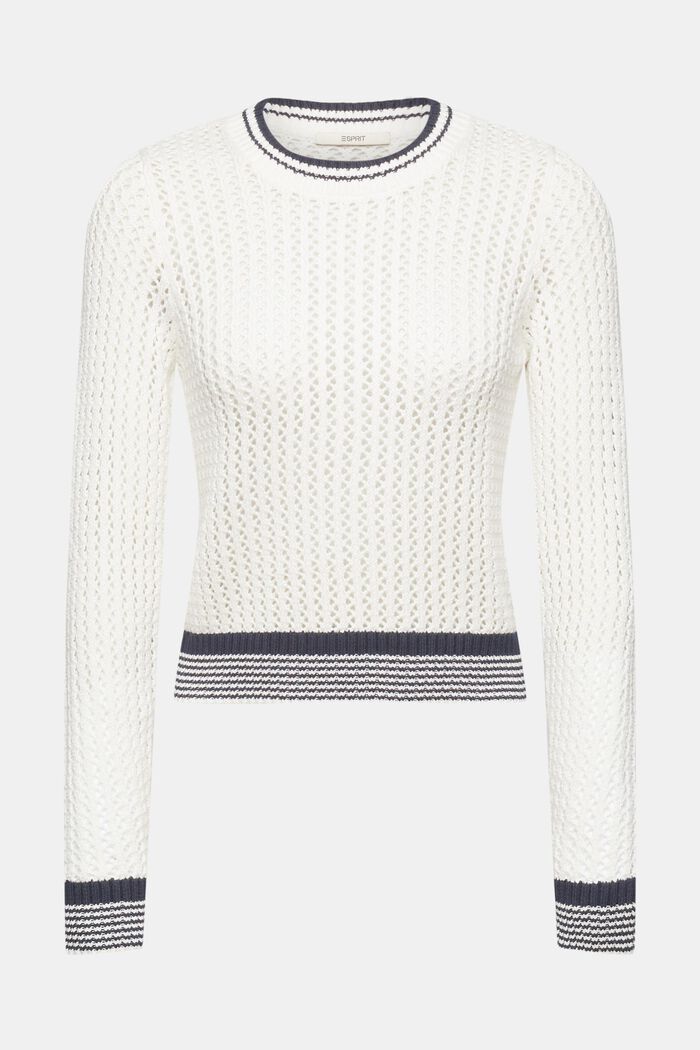 Fakturowany sweter z bawełny organicznej, OFF WHITE, detail image number 6