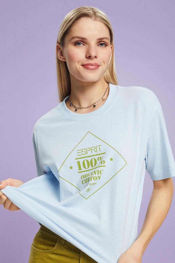 T-shirt z nadrukiem z bawełny organicznej, PASTEL BLUE, detail image number 0