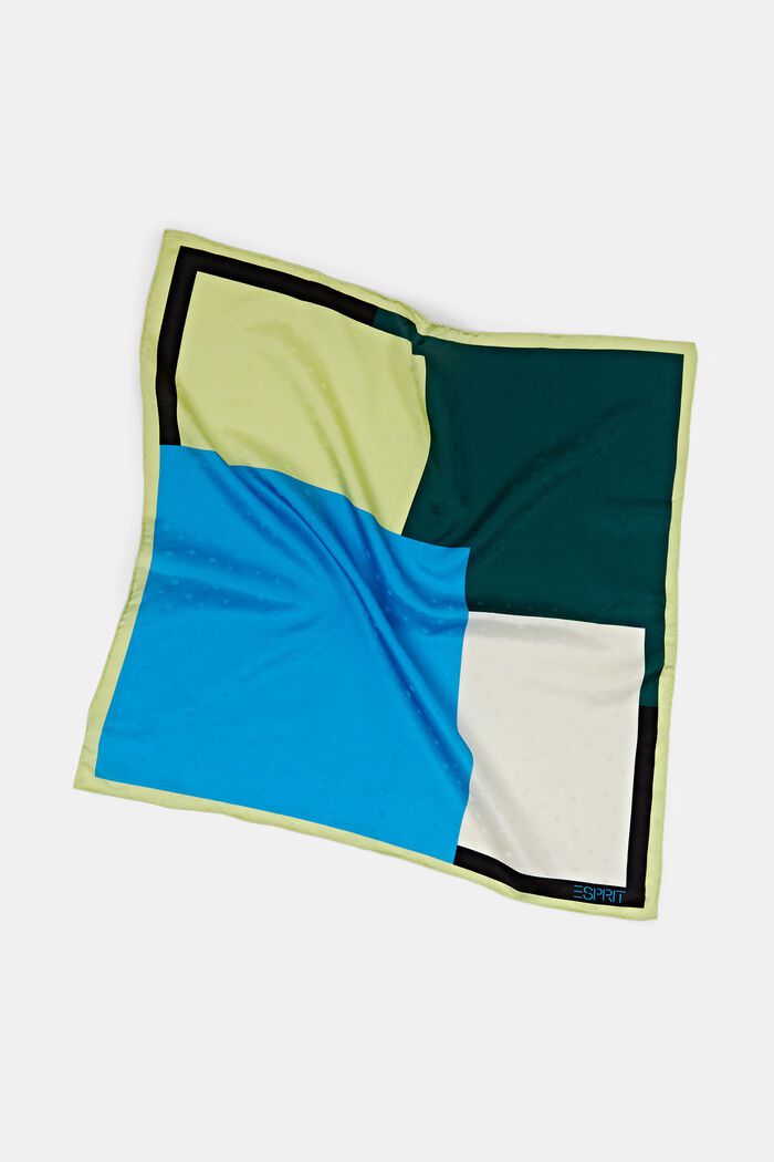Kwadratowa bandana z nadrukiem miks z jedwabiem, GREEN, detail image number 1