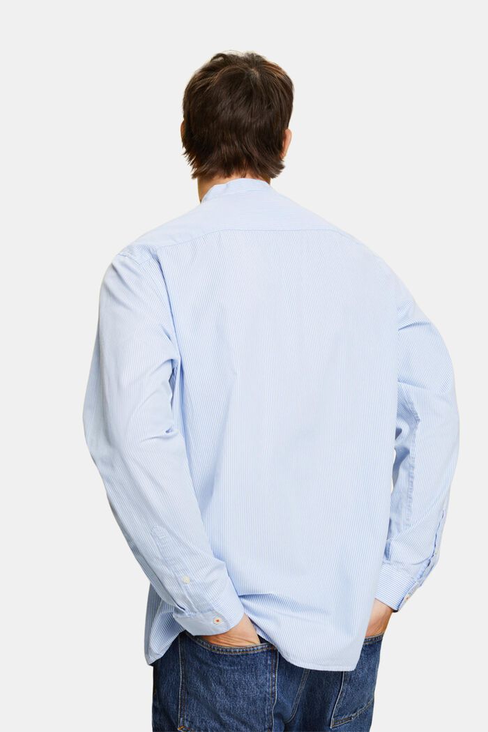 Bawełniana koszula w prążki ze stójką, GREY BLUE, detail image number 3