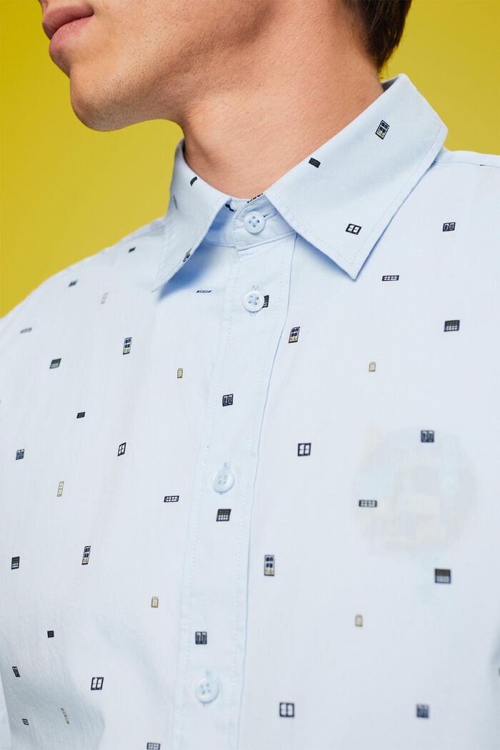 Wzorzysta koszula z krótkim rękawem, 100% bawełny, PASTEL BLUE, detail image number 2