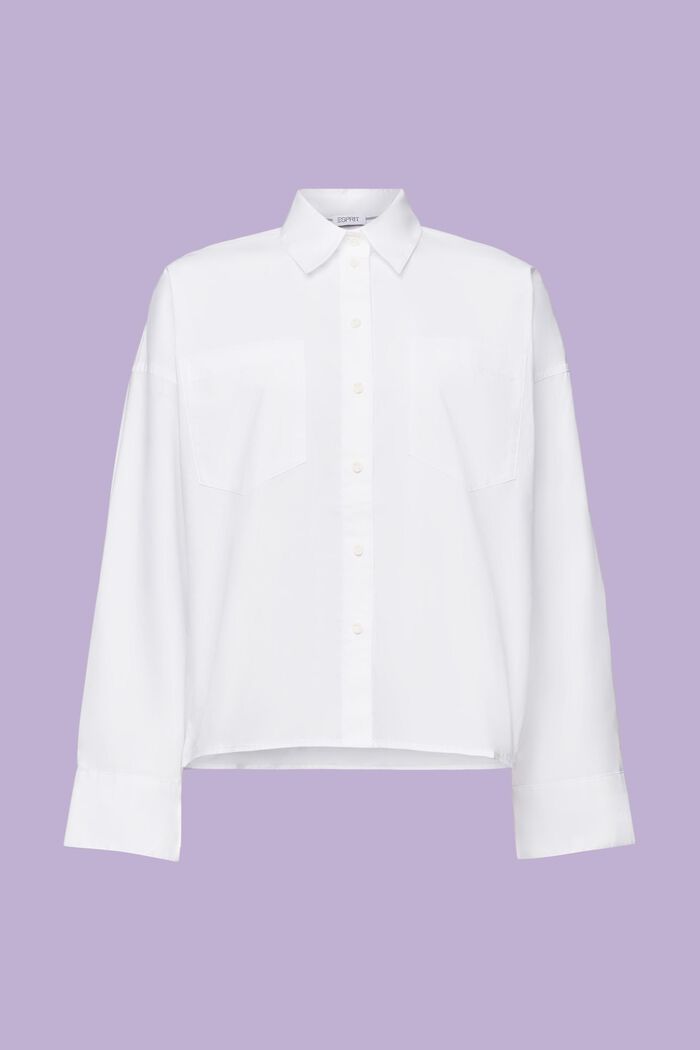 Koszula z bawełnianej popeliny na guziki, WHITE, detail image number 6
