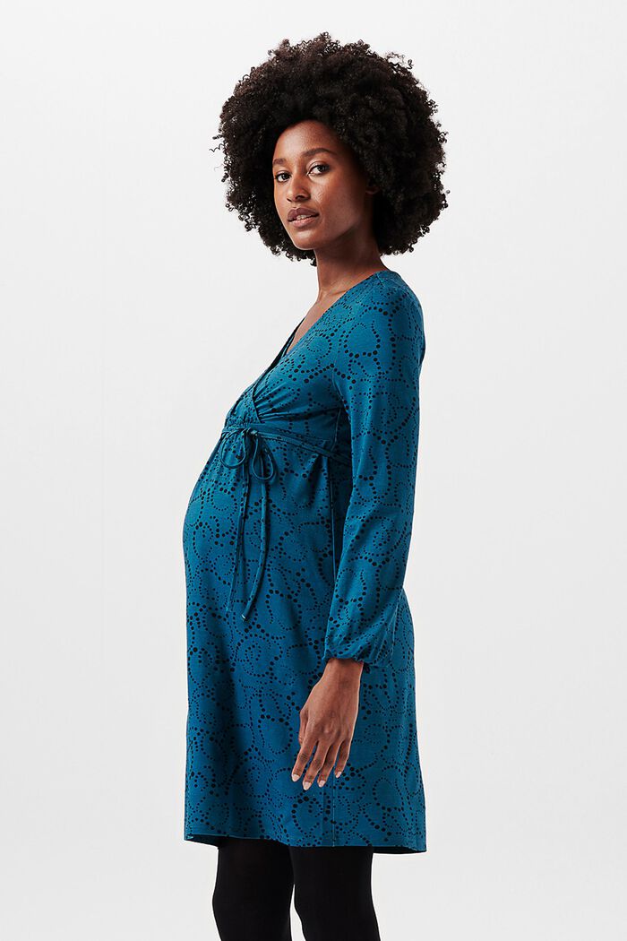 Wzorzysta sukienka z dżerseju, LENZING™ ECOVERO™, BLUE CORAL, detail image number 4