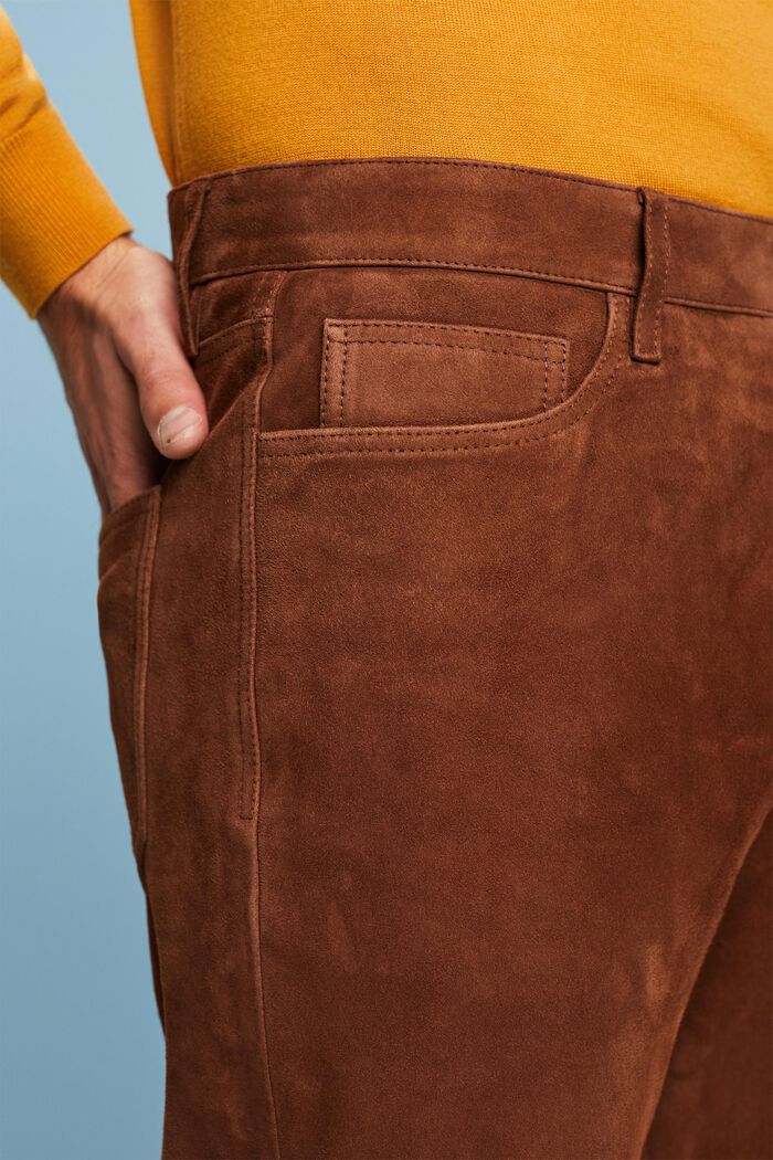 Zamszowe spodnie z prosto skrojonymi nogawkami, BARK, detail image number 3