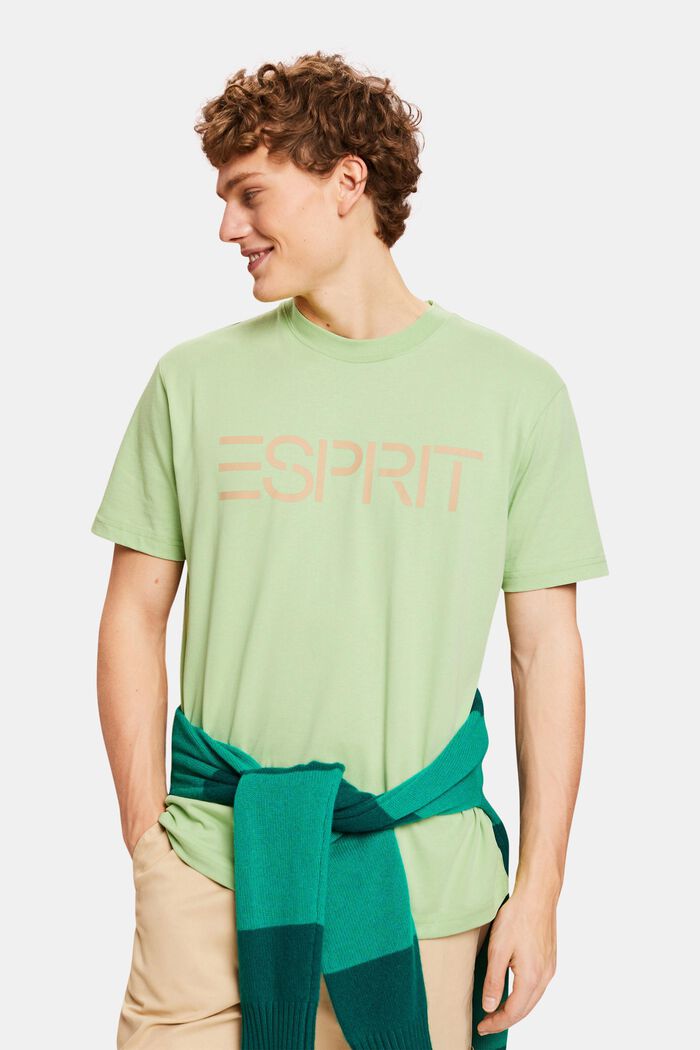 T-shirt z logo z bawełnianego dżerseju, unisex, LIGHT GREEN, detail image number 0