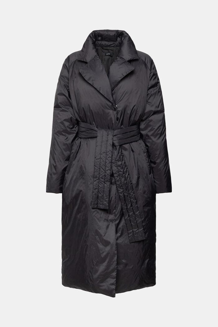 Długi płaszcz z wypełnieniem z puchu z recyklingu, BLACK, detail image number 6