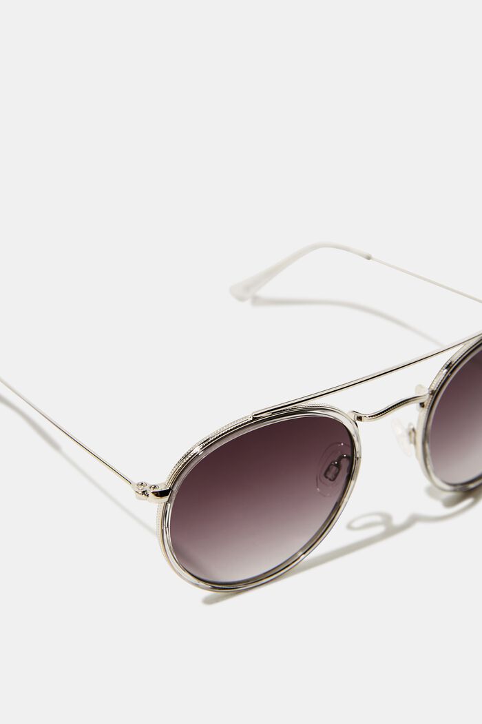 Okrągłe okulary przeciwsłoneczne w metalowej oprawce, GREY, detail image number 1