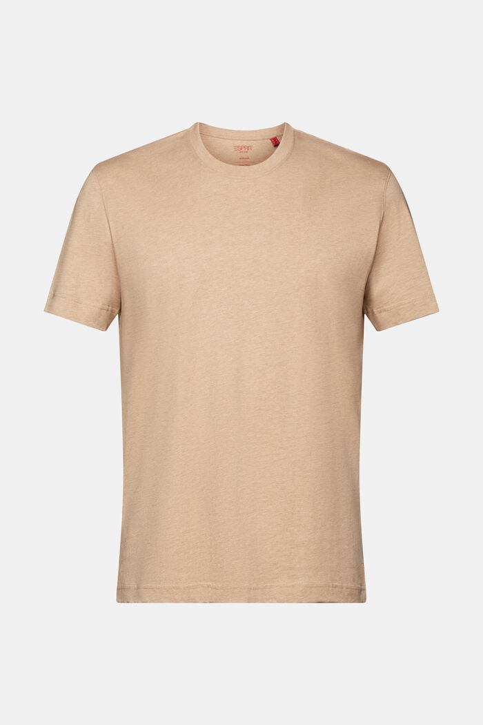 T-shirt z okrągłym dekoltem, 100% bawełny, SAND, detail image number 6