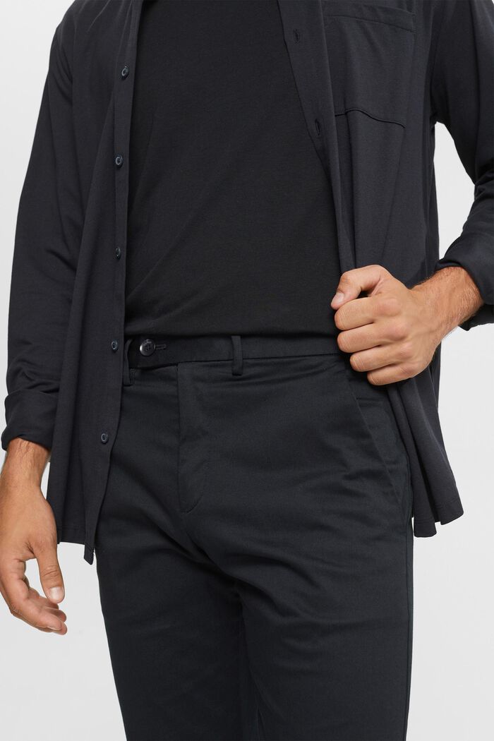 Elastyczne spodnie chino z bawełny, BLACK, detail image number 0