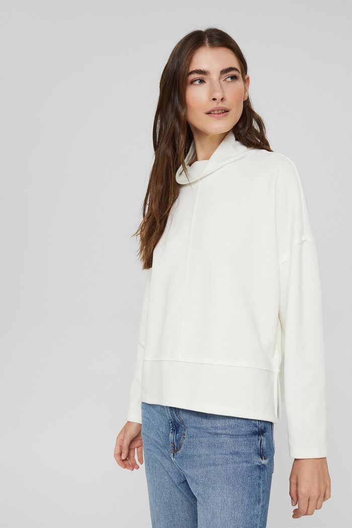 Bluza z mieszanki z bawełną ekologiczną, OFF WHITE, detail image number 0