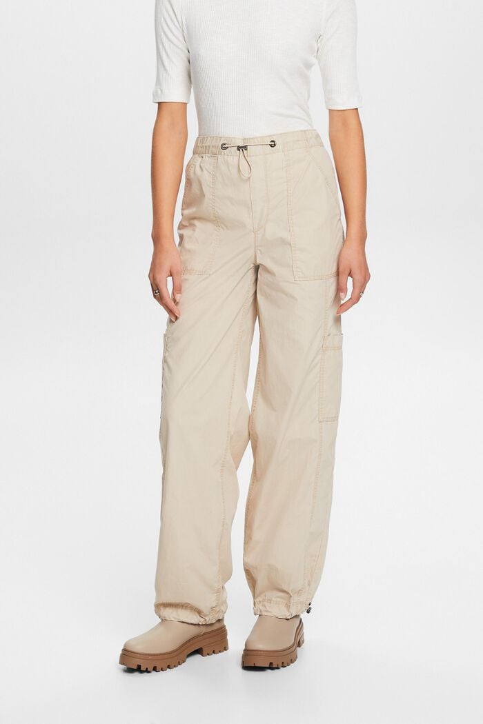 Spodnie bojówki na gumce, 100% bawełny, SAND, detail image number 0