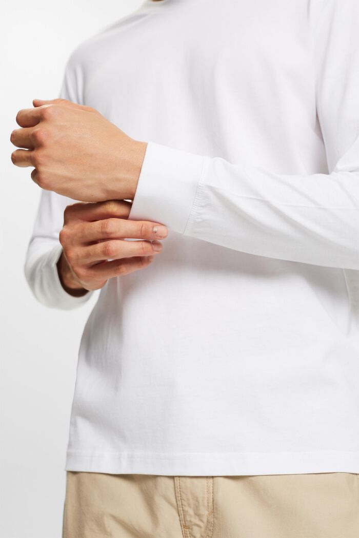 Dżersejowa koszulka z długim rękawem, 100% bawełny, WHITE, detail image number 4