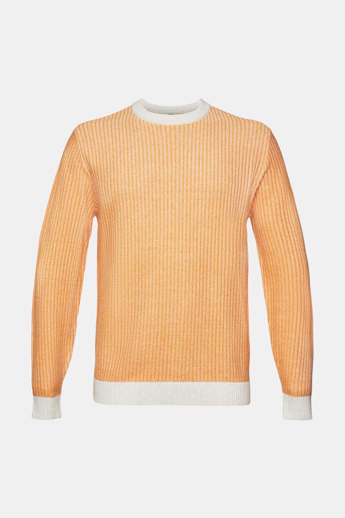 Dwukolorowy sweter z prążkowanej dzianiny, LIGHT ORANGE, detail image number 7