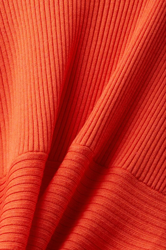 Prążkowany kardigan z wydłużonymi rogami, ORANGE RED, detail image number 4