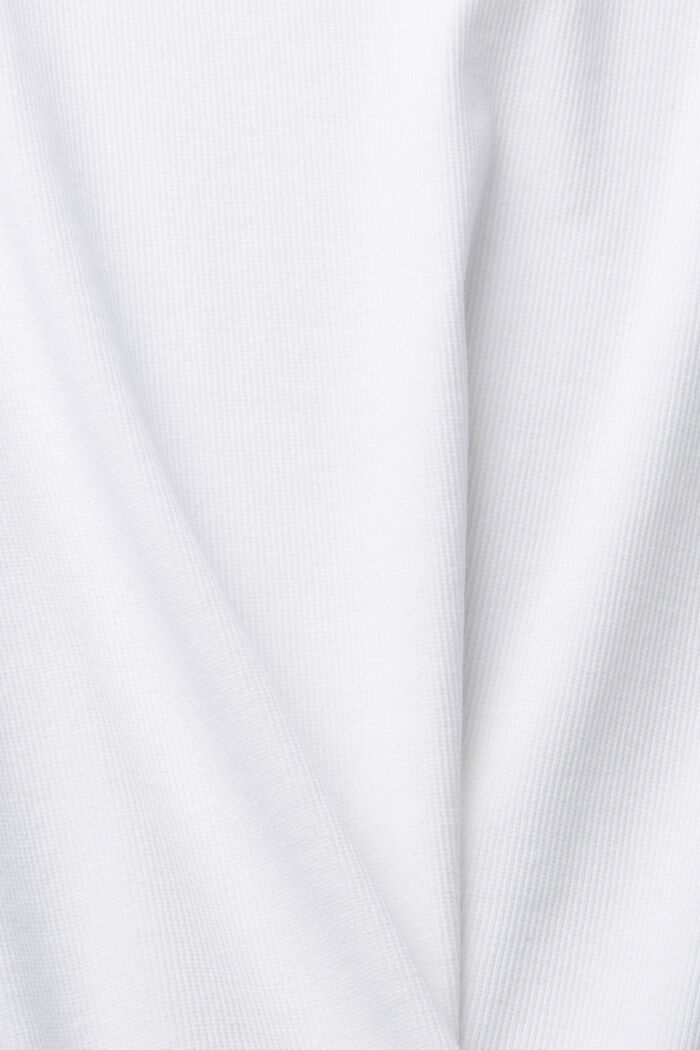 Delikatnie prążkowany T-shirt, mieszanka bawełniana, WHITE, detail image number 4