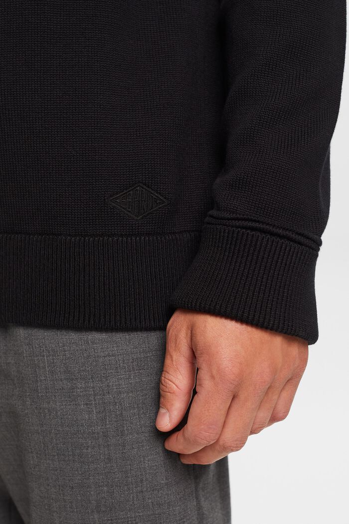 Sweter z okrągłym dekoltem z bawełny, BLACK, detail image number 2