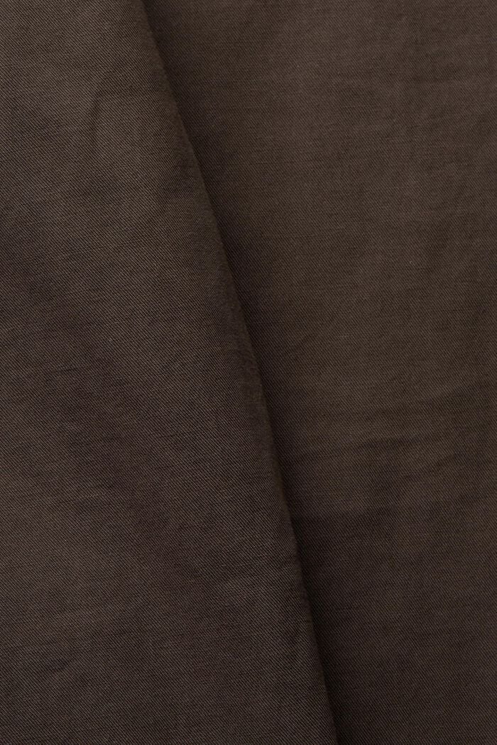 Z lnem: spodnie chino ze ściąganym sznurkiem, DARK BROWN, detail image number 4