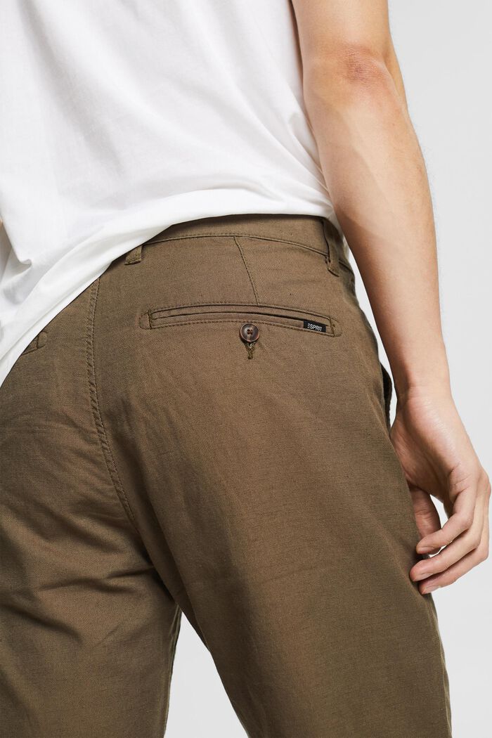 Z mieszanki lnianej: spodnie chino, DUSTY BROWN, detail image number 2