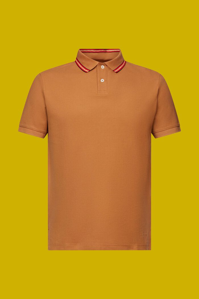 Koszulka polo z piki z połyskiem, 100% bawełna, CAMEL, detail image number 6
