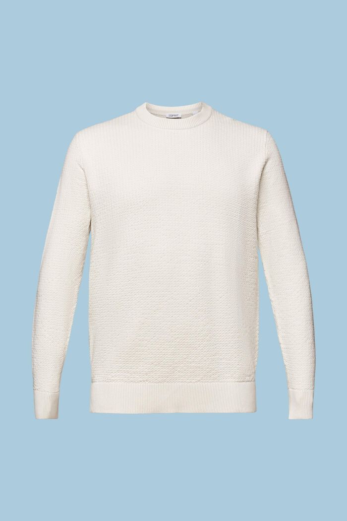 Fakturowany sweter z okrągłym dekoltem, OFF WHITE, detail image number 6