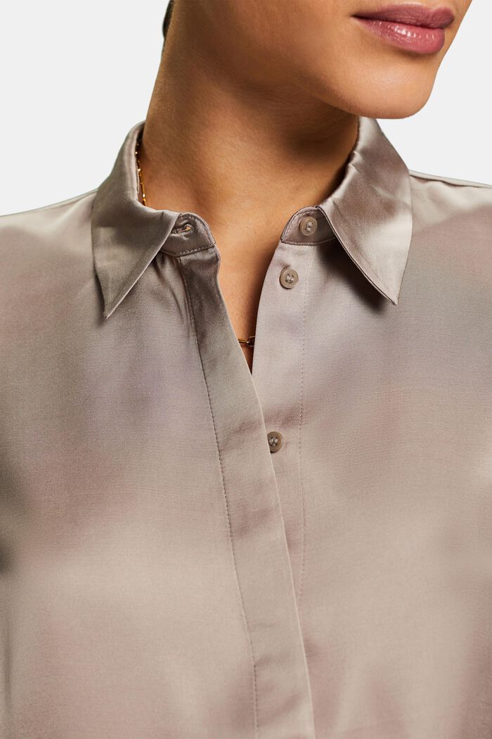 Satynowa bluzka z długim rękawem, LIGHT TAUPE, detail image number 3