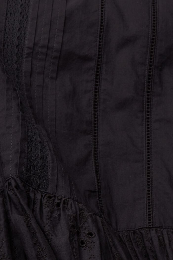 Sukienka z ażurową koronką i haftem, BLACK, detail image number 5