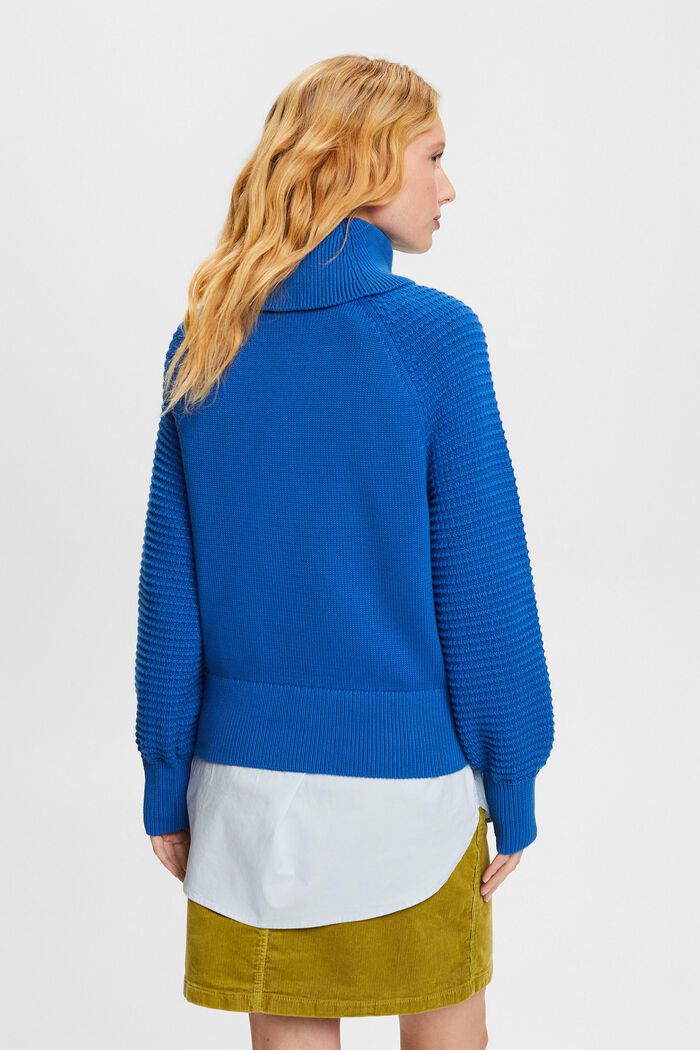Sweter z półgolfem z bawełny, BRIGHT BLUE, detail image number 4