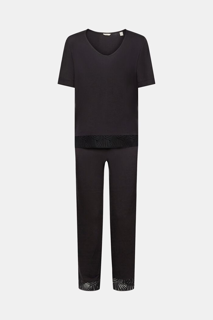 Piżama z koronką, LENZING™ ECOVERO™, BLACK, detail image number 5