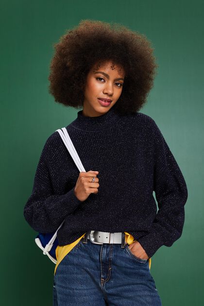 Prążkowany sweter z lamy