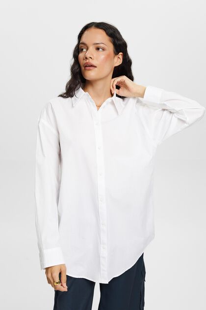 Bluzka koszulowa z popeliny, 100% bawełny