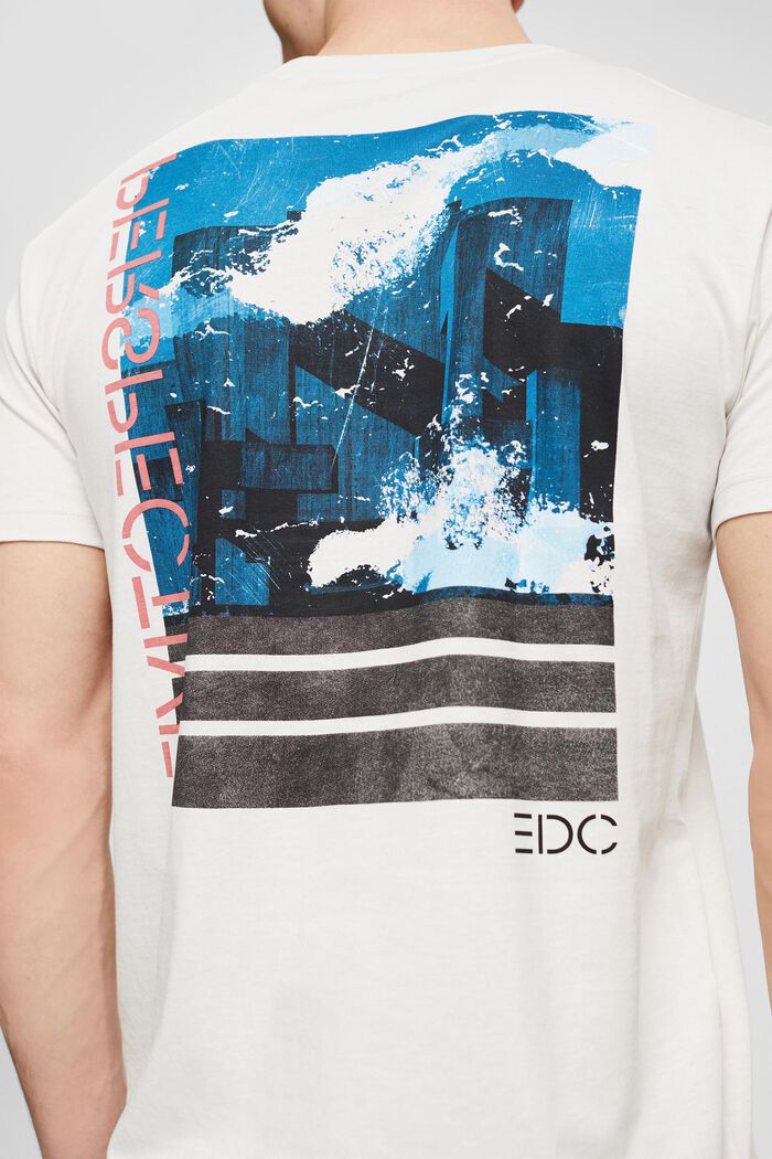 T-shirt z dżerseju z dużym nadrukiem z tyłu, LIGHT BEIGE, detail image number 1
