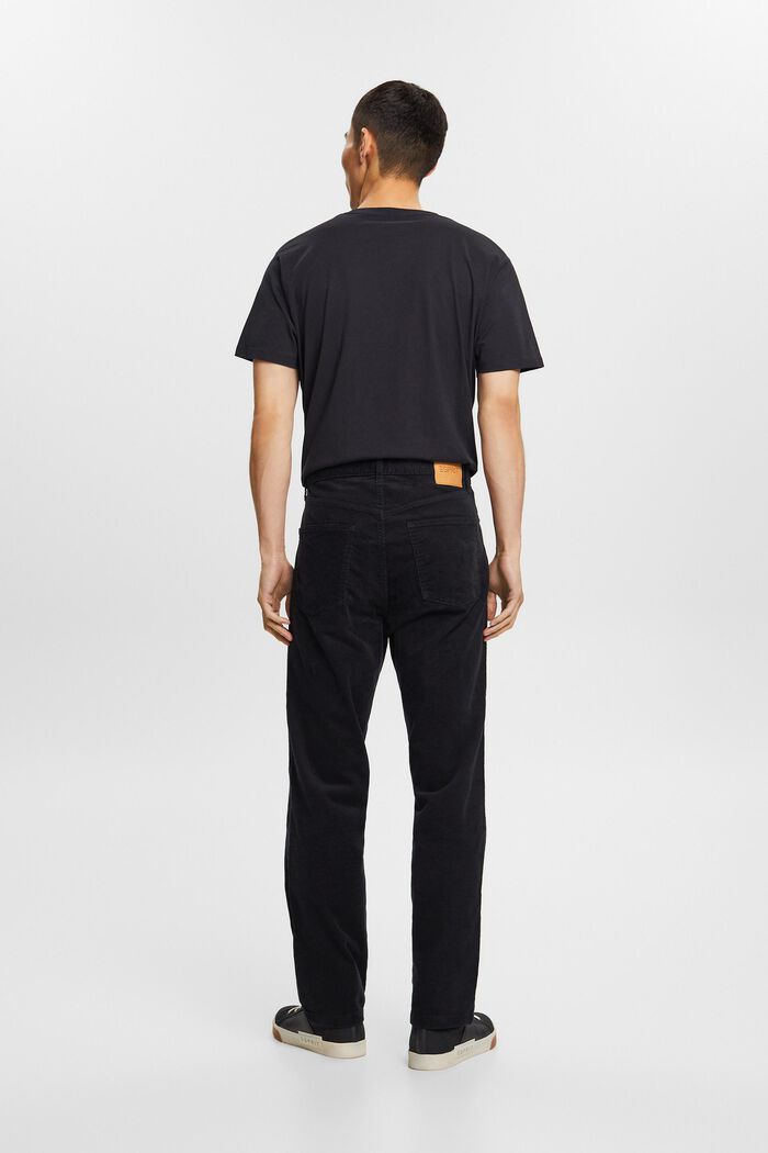 Sztruksowe spodnie, straight fit, BLACK, detail image number 3