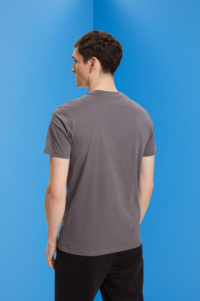 T-shirt z okrągłym dekoltem z dżerseju, DARK GREY, detail image number 4