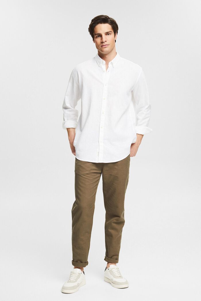Z mieszanki z lnem: melanżowa koszula, WHITE, detail image number 1