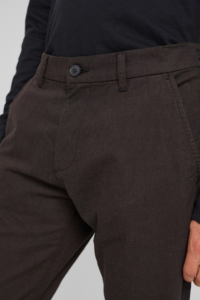 Szczotkowane spodnie chino, DARK BROWN, detail image number 0