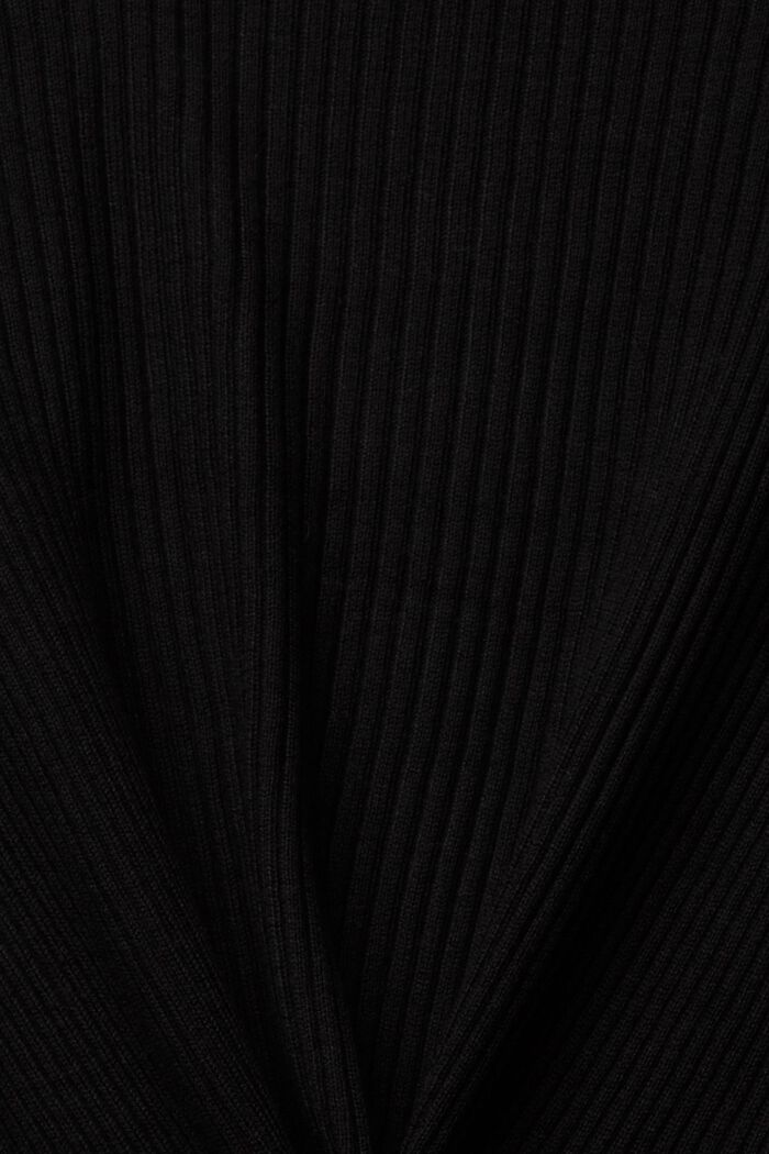 Prążkowany kardigan z wydłużonymi rogami, BLACK, detail image number 4
